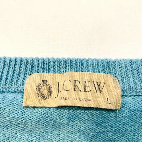 J Crew Cotton Cashmere Blend Knit Sweater V Neck Long Sleeve Light Blue L #86055 - Picture 4 of 12